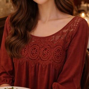 Comfortable Top Lace Detailed S